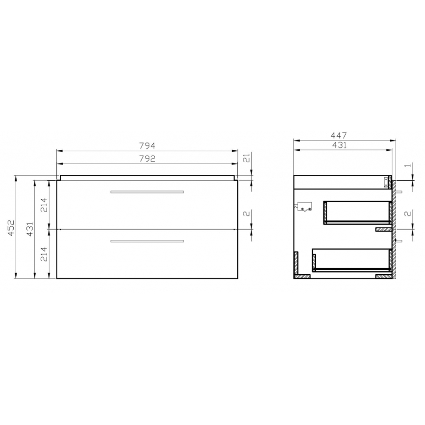 Cersanit S801-149-DSM - Armário suspenso para casa de banho com bacia ELODY 46x80 cm branco