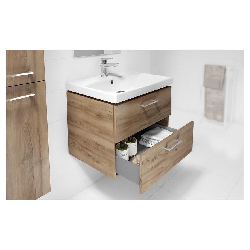 Cersanit S801-153-DSM - Armário suspenso para casa de banho com bacia ELIS 46x50 cm nogueira