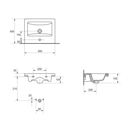 Cersanit S801-153-DSM - Armário suspenso para casa de banho com bacia ELIS 46x50 cm nogueira