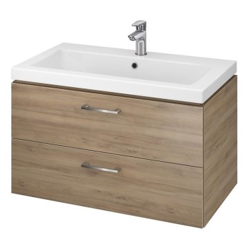 Cersanit S801-154-DSM - Armário suspenso para casa de banho com bacia ELODY 46x80 cm nogueira