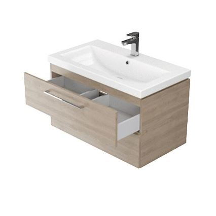 Cersanit S801-154-DSM - Armário suspenso para casa de banho com bacia ELODY 46x80 cm nogueira