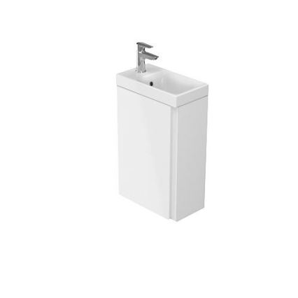 Cersanit S801-218-DSM - Armário suspenso para casa de banho com lavatório MODUO SLIM 40 cm branco brilhante