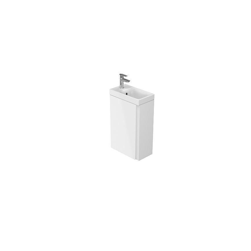 Cersanit S801-218-DSM - Armário suspenso para casa de banho com lavatório MODUO SLIM 40 cm branco brilhante