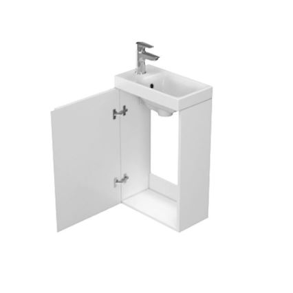 Cersanit S801-218-DSM - Armário suspenso para casa de banho com lavatório MODUO SLIM 40 cm branco brilhante