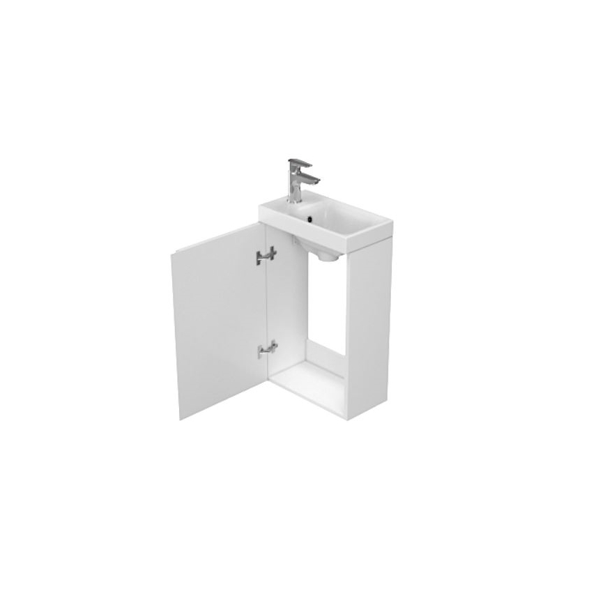 Cersanit S801-218-DSM - Armário suspenso para casa de banho com lavatório MODUO SLIM 40 cm branco brilhante