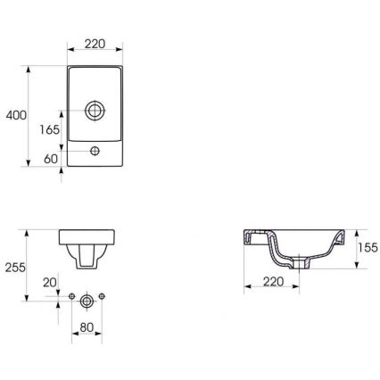 Cersanit S801-218-DSM - Armário suspenso para casa de banho com lavatório MODUO SLIM 40 cm branco brilhante