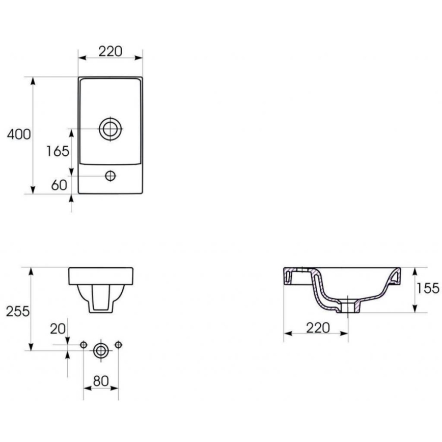 Cersanit S801-218-DSM - Armário suspenso para casa de banho com lavatório MODUO SLIM 40 cm branco brilhante