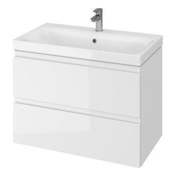 Cersanit S801-221-DSM - Armário suspenso para casa de banho com bacia MEDDIE 62x80 cm branco brilhante