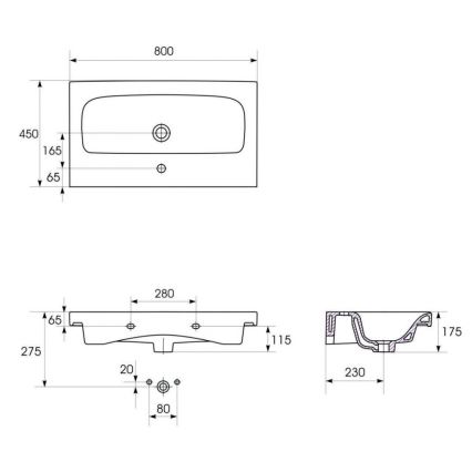 Cersanit S801-221-DSM - Armário suspenso para casa de banho com bacia MEDDIE 62x80 cm branco brilhante