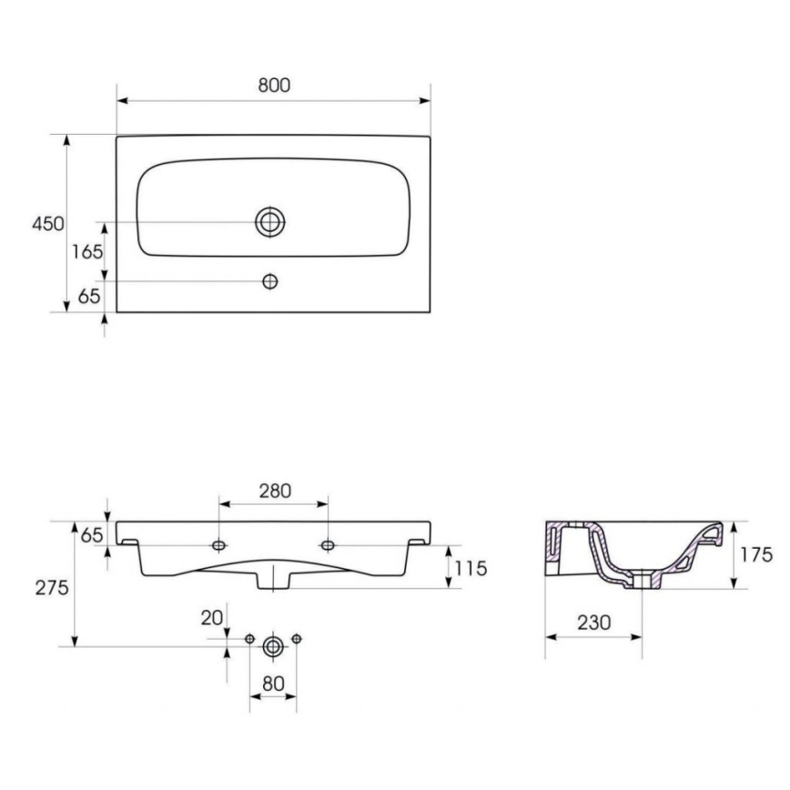 Cersanit S801-221-DSM - Armário suspenso para casa de banho com bacia MEDDIE 62x80 cm branco brilhante
