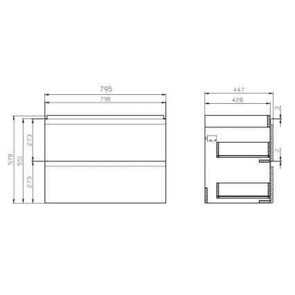 Cersanit S801-221-DSM - Armário suspenso para casa de banho com bacia MEDDIE 62x80 cm branco brilhante