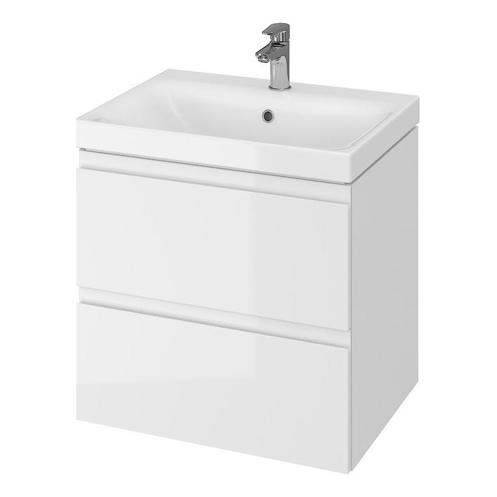 Cersanit S801-223-DSM - Armário suspenso para casa de banho com bacia MEDDIE 62x60 cm branco brilhante
