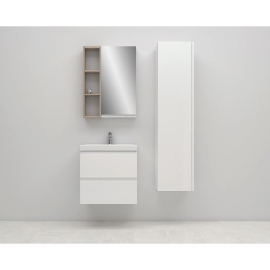 Cersanit S801-223-DSM - Armário suspenso para casa de banho com bacia MEDDIE 62x60 cm branco brilhante