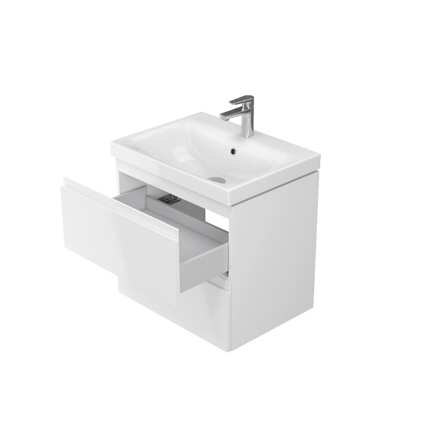 Cersanit S801-223-DSM - Armário suspenso para casa de banho com bacia MEDDIE 62x60 cm branco brilhante