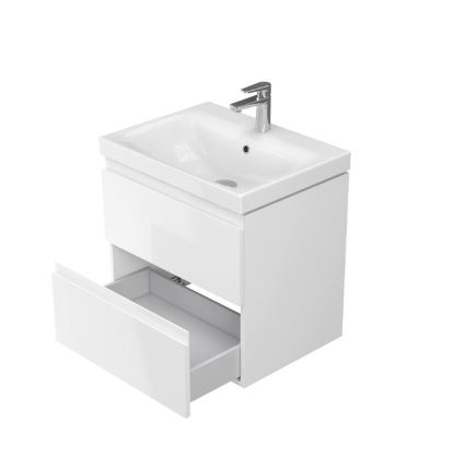 Cersanit S801-223-DSM - Armário suspenso para casa de banho com bacia MEDDIE 62x60 cm branco brilhante
