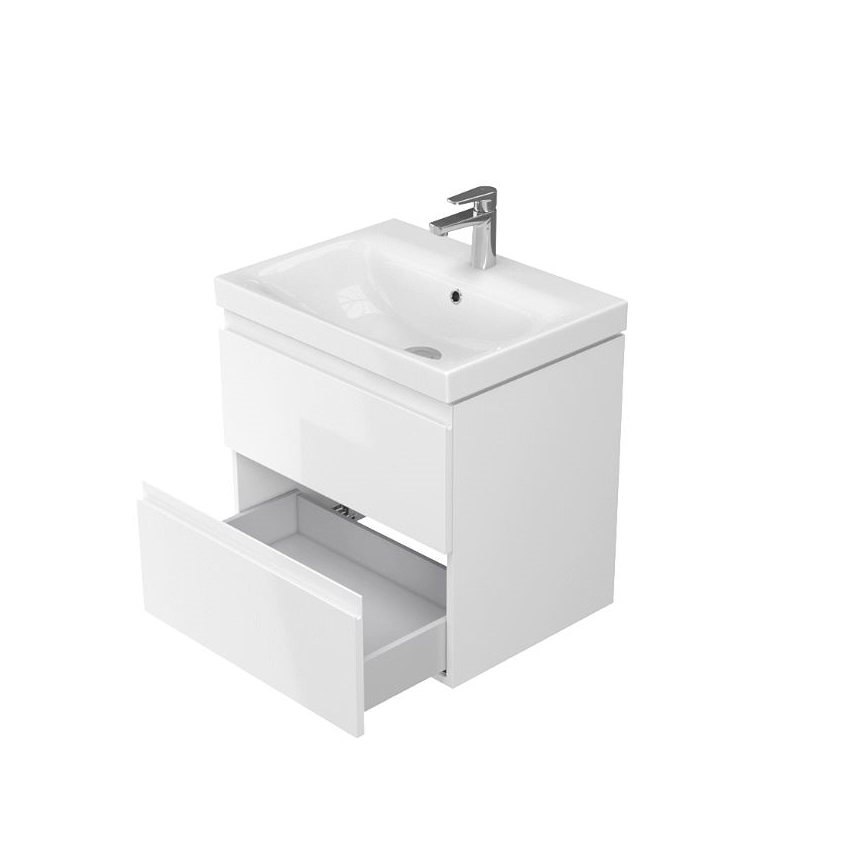 Cersanit S801-223-DSM - Armário suspenso para casa de banho com bacia MEDDIE 62x60 cm branco brilhante