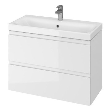 Cersanit S801-225-DSM - Armário suspenso para casa de banho com bacia MEDA SLIM 62x80 cm branco brilhante