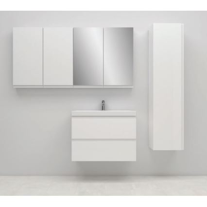 Cersanit S801-225-DSM - Armário suspenso para casa de banho com bacia MEDA SLIM 62x80 cm branco brilhante