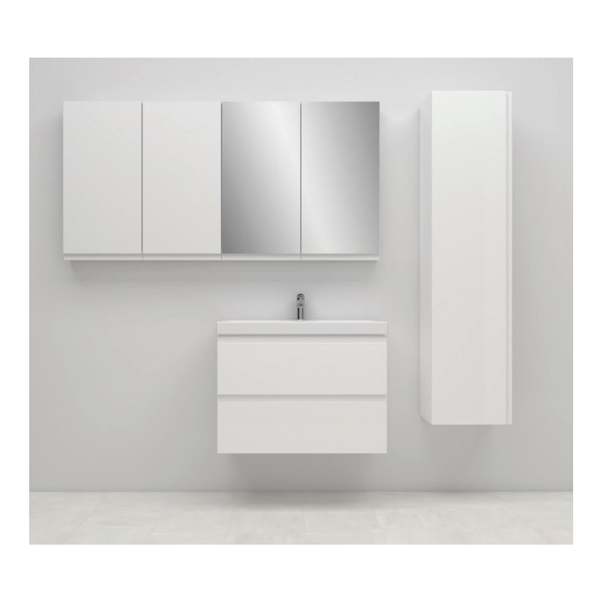 Cersanit S801-225-DSM - Armário suspenso para casa de banho com bacia MEDA SLIM 62x80 cm branco brilhante