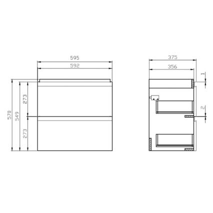 Cersanit S801-227-DSM - Armário suspenso para casa de banho com bacia MEDA SLIM 62x60 cm branco brilhante