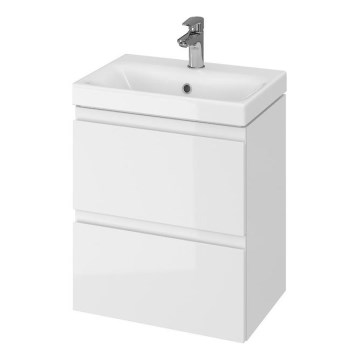Cersanit S801-229-DSM - Armário suspenso para casa de banho com bacia MEDA SLIM 62x50 cm branco brilhante