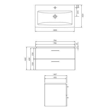 Cersanit S801-338-DSM - Armário suspenso para casa de banho com bacia ELODY 46x80 cm branco