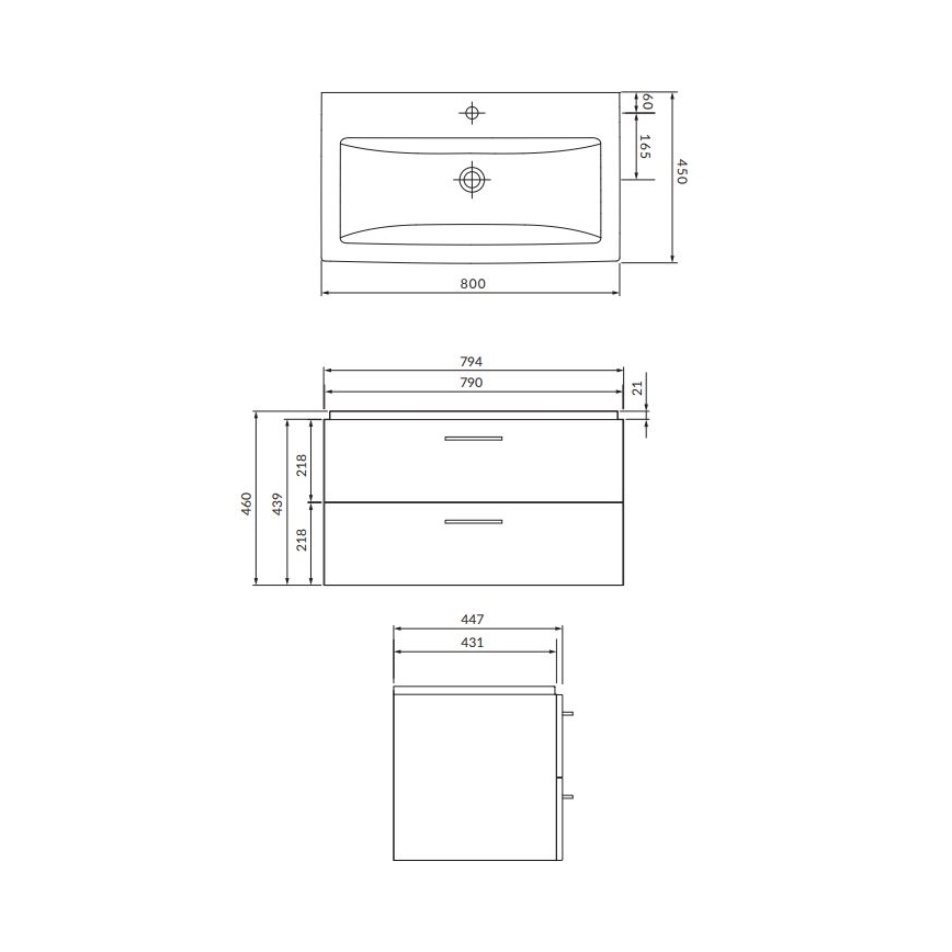 Cersanit S801-338-DSM - Armário suspenso para casa de banho com bacia ELODY 46x80 cm branco