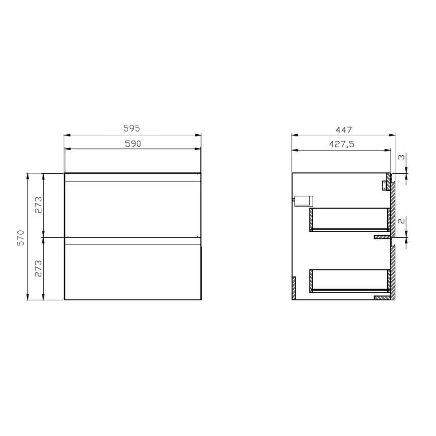 Cersanit S929-010 - Armário de banheiro suspenso para pia MEDDIE 57x59,5 cm branco brilhante