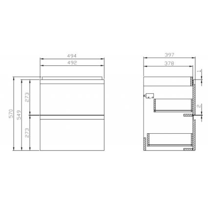 Cersanit S929-012 - Armário de banheiro suspenso para pia MEDDIE 57x49,4 cm branco brilhante