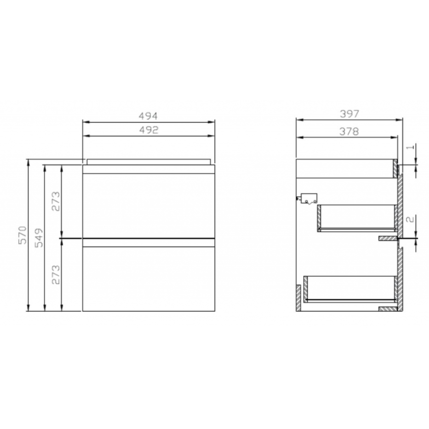 Cersanit S929-012 - Armário de banheiro suspenso para pia MEDDIE 57x49,4 cm branco brilhante