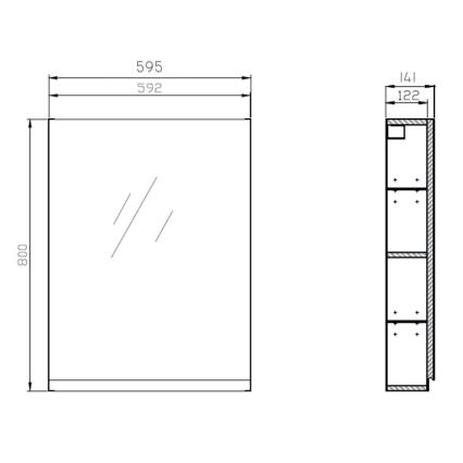 Cersanit S929-018 - Armário de banheiro com espelho MEDDIE 80x59,5 cm