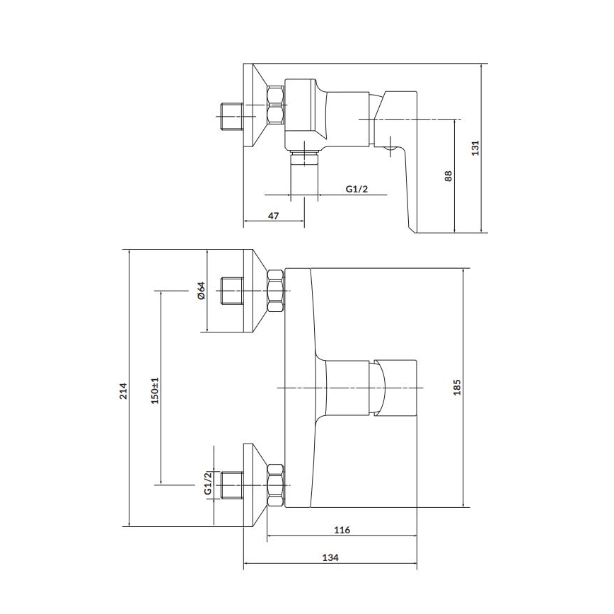 Cersanit S951-034 - Torneira de duche MILLE preto/cromado brilhante