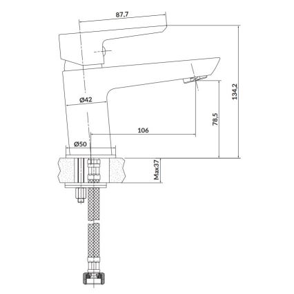 Cersanit S951-047 - Torneira do lavatório MILLE 13,4 cm branco + lixo