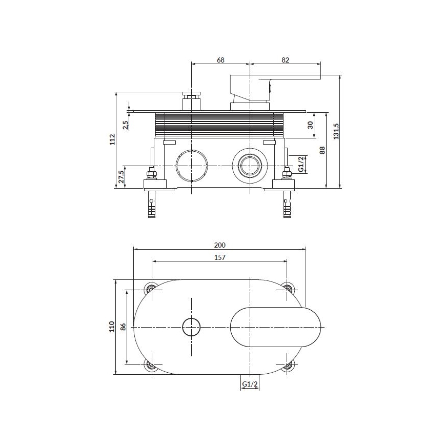 Cersanit S951-305 -Torneira de duche para instalação embutida CREA cromado brilhante