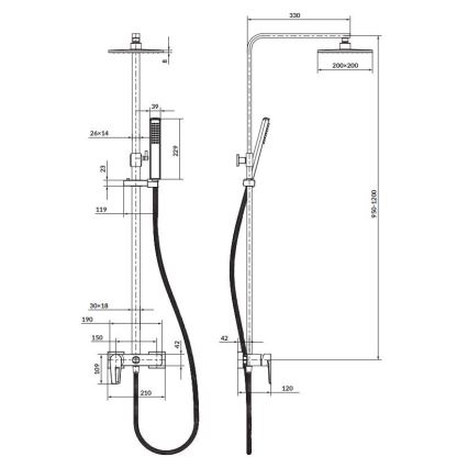 Cersanit S951-339 - Conjunto de chuveiro MILLE cromado brilhante