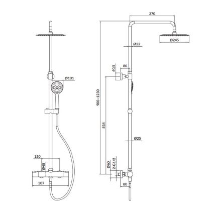 Cersanit S951-340 - Conjunto de duche com torneira termostática CITY cromado brilhante