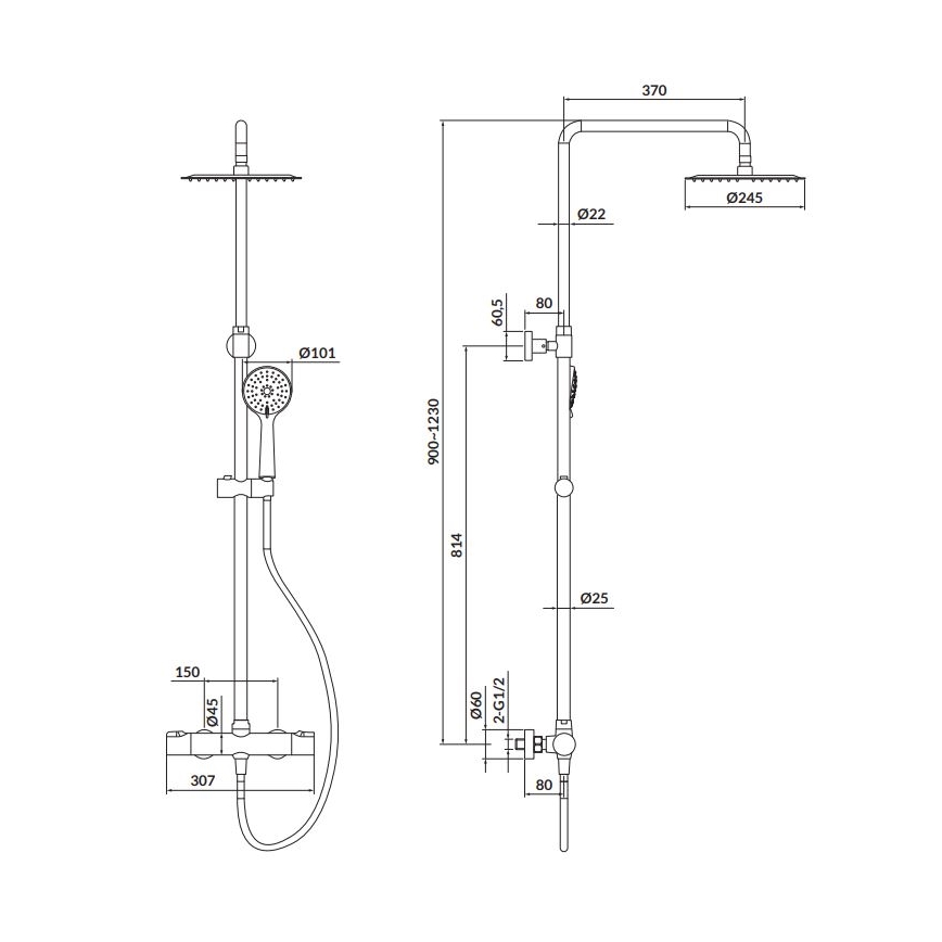 Cersanit S951-340 - Conjunto de duche com torneira termostática CITY cromado brilhante