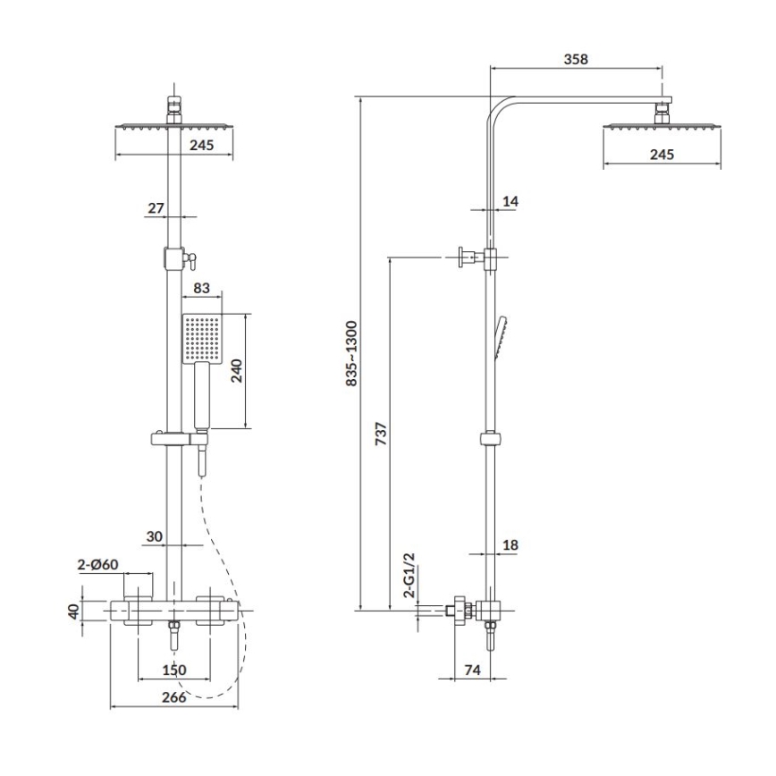 Cersanit S951-341 - Conjunto de duche com torneira termostática CITY cromado brilhante