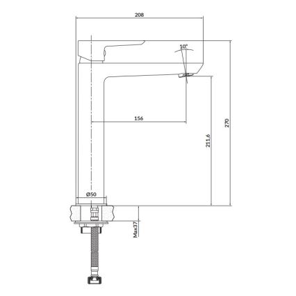 Cersanit S951-354 - Torneira do lavatório MILLE 27 cm cromado brilhante + lixo