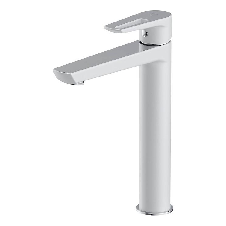 Cersanit S951-355 - Torneira do lavatório MILLE 27 cm branco + lixo