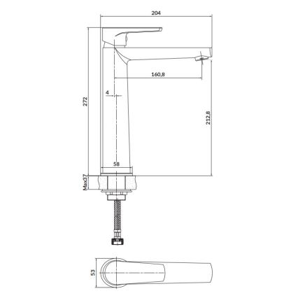 Cersanit S951-363 - Misturador para lavatório MODUO 27,2 cm cromo brilhante