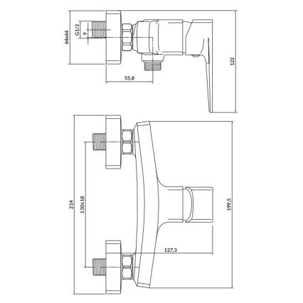 Cersanit S951-382 - Torneira de duche LARGA preto