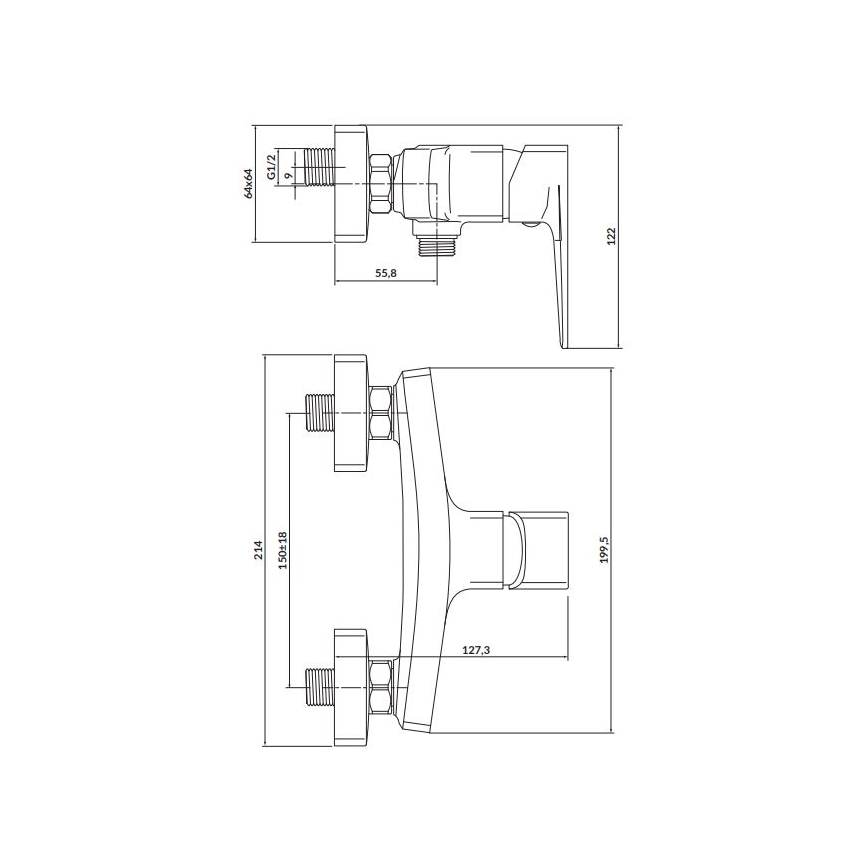 Cersanit S951-382 - Torneira de duche LARGA preto
