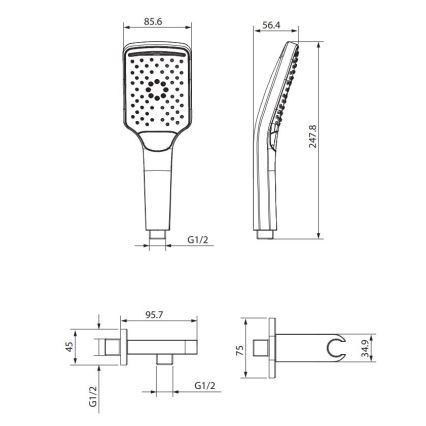 Cersanit S951-512 - Conjunto de chuveiro LARGA cromado brilhante