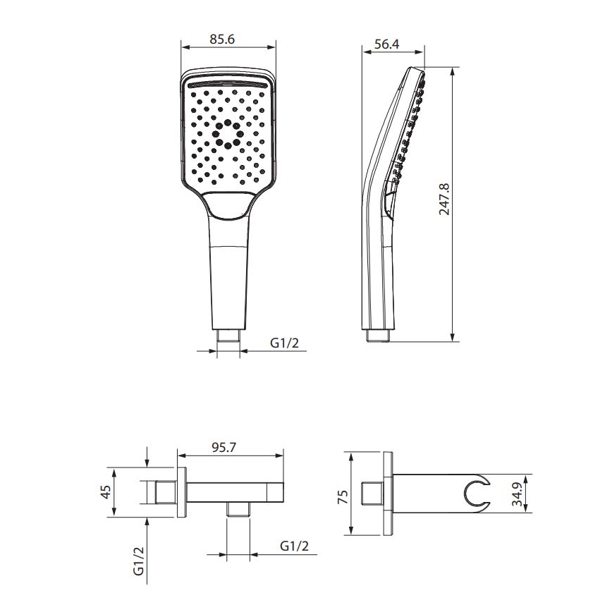 Cersanit S951-512 - Conjunto de chuveiro LARGA cromado brilhante