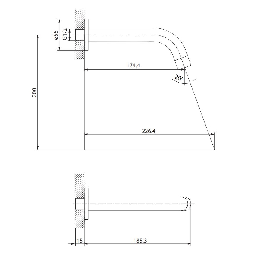 Cersanit S951-553 - Bica para instalação encastrada ZEN cromado brilhante
