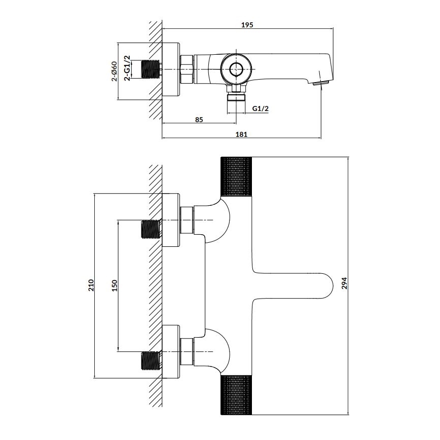 Cersanit S951-566 - Termostático torneira de banheira ZEN preto