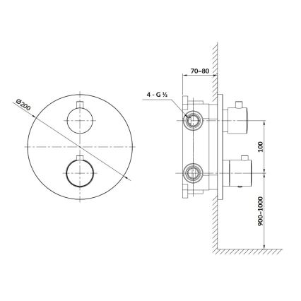 Cersanit S951-567 - Torneira de duche termostática para instalação embutida ZEN preto