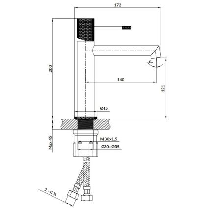 Cersanit S951-598 - Misturador para lavatório ZEN 20 cm preto