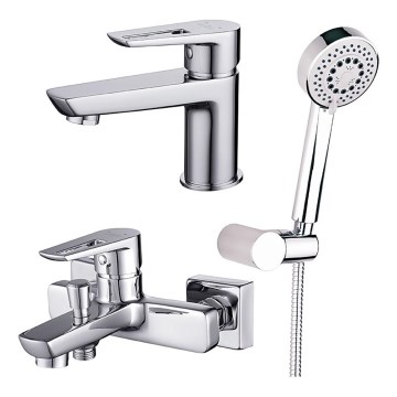 Cersanit S952-003 -Conjunto de casa de banho com torneira + torneira do lavatório MILLE cromado brilhante